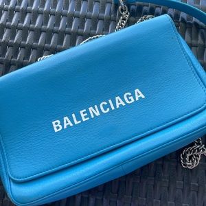 Balenciaga shoulder strap bag sky blue